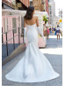 Strapless Ivory Satin Wedding Dress With Buttons